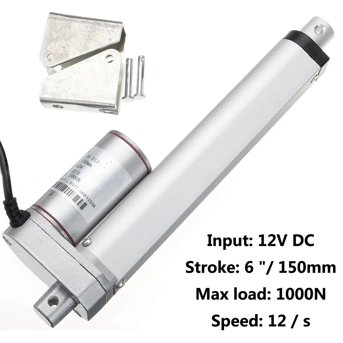 

6 inch / 150mm Aluminum 12V DC Max Load 1000N Linear Actuator Electric Motor Linear Guides