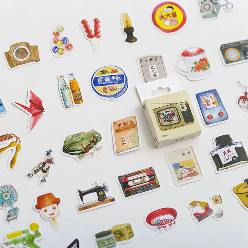 

50PCS/box New Cute Old Time Diary Paper Lable Sealing Stickers Crafts And Scrapbooking Decorative Lifelog DIY Stationery