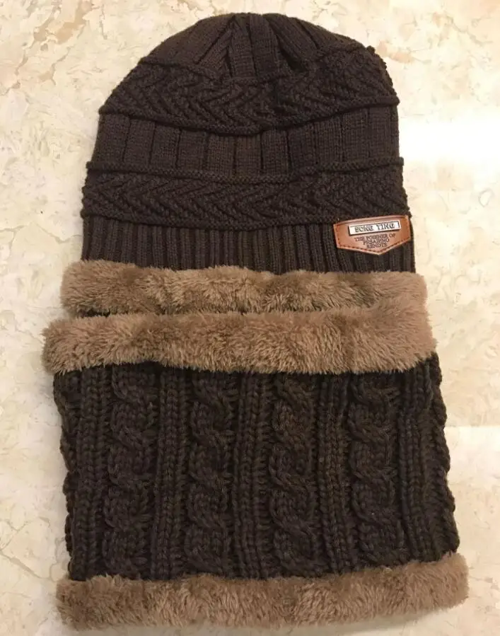 Семейная зимняя шапка, шарф, комплект, Толстая теплая флисовая подкладка, вязаная Шапочка, набор колец, лыжная шапка для мальчиков и девочек