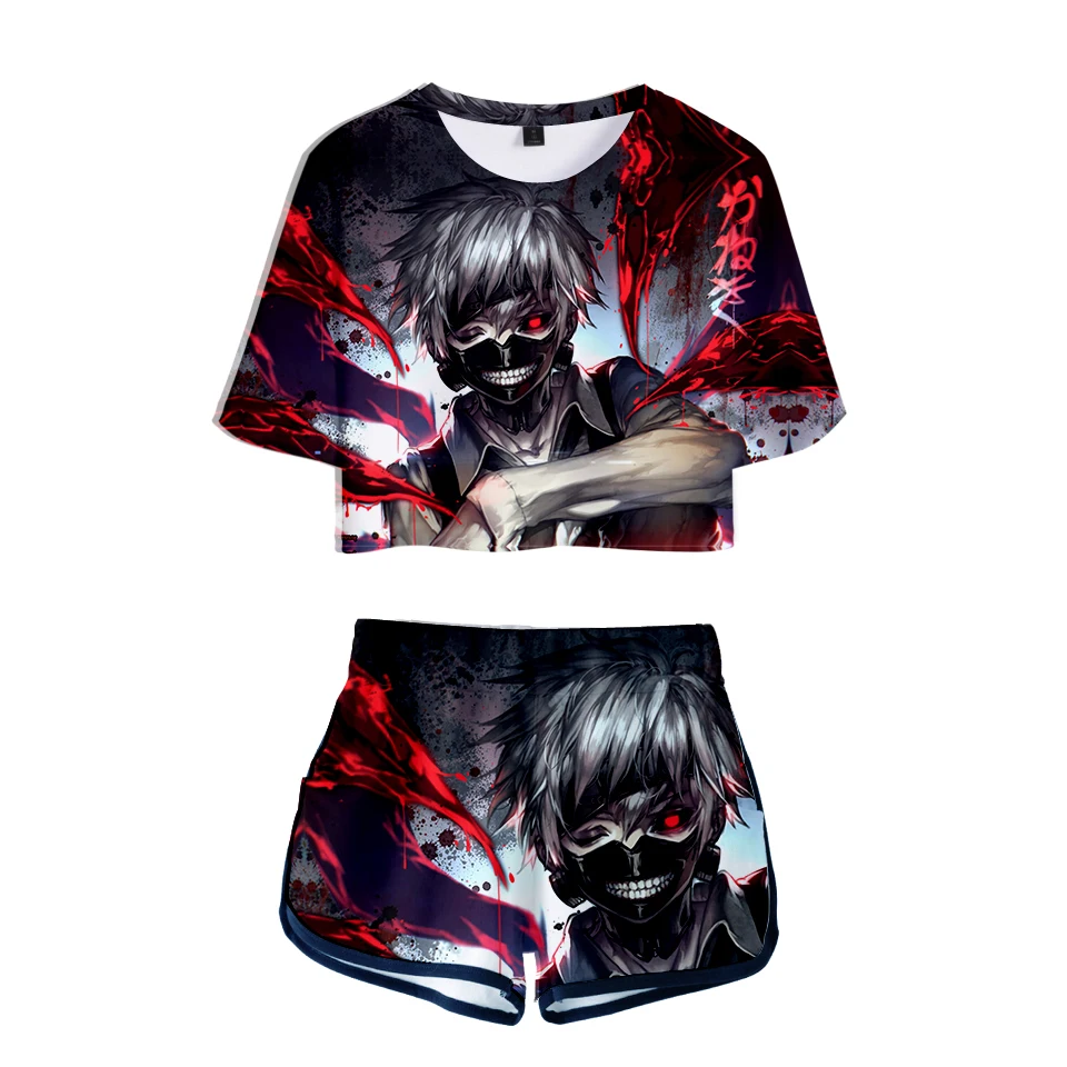 Tokyo Ghoul хит аниме крутые футболки с короткими рукавами сексуальный клубный костюм