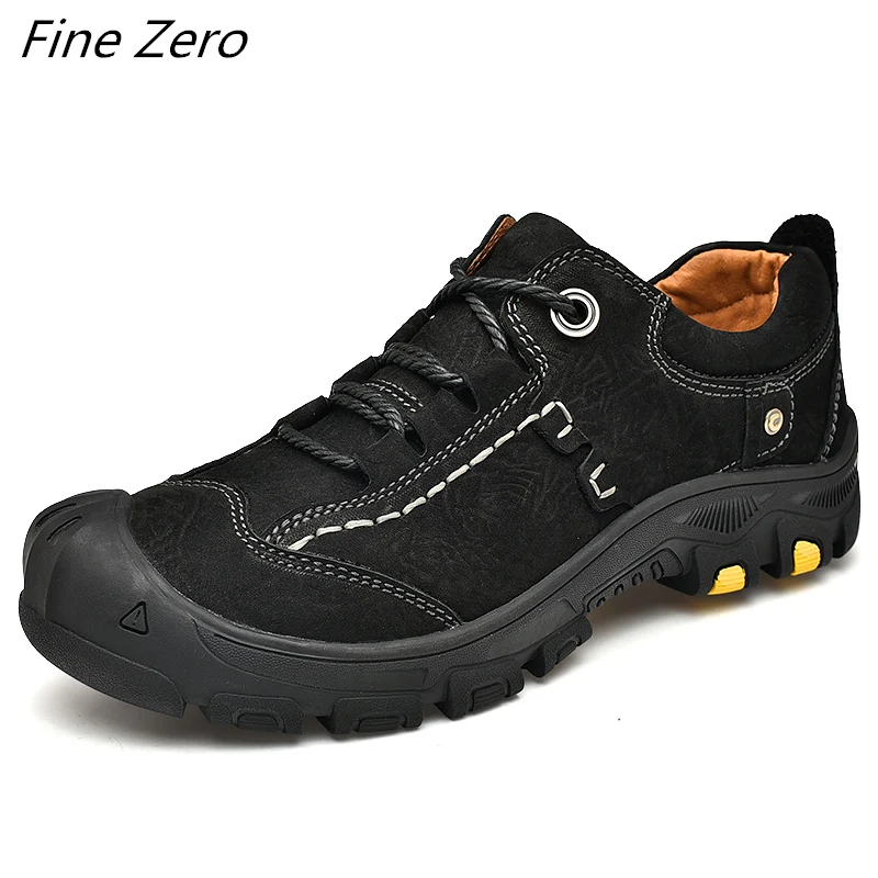 Men's Waterproof Hiking Shoes Travel Shoes Outdoor Non-slip Wear Hunting Sneakers Genuine Leather Trekking Climbing Sports Shoes