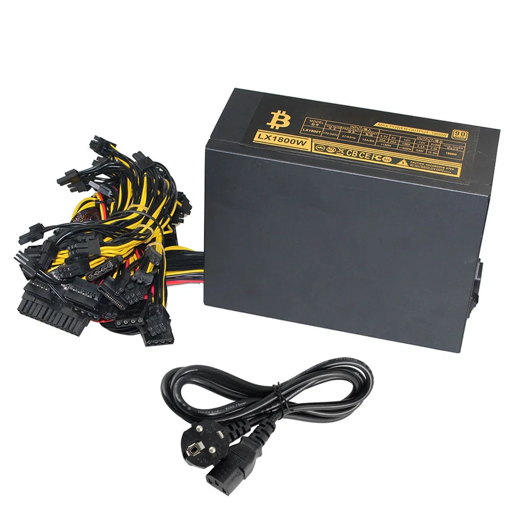 8 GPU PSU التعدين امدادات الطاقة 1800 واط Pc جهاز تعدين بيتكوين R9 380/390 RX 470/480 RX 570 1060 ل Antminer A6 a7 S5 S7 B3 C9 D3 E9