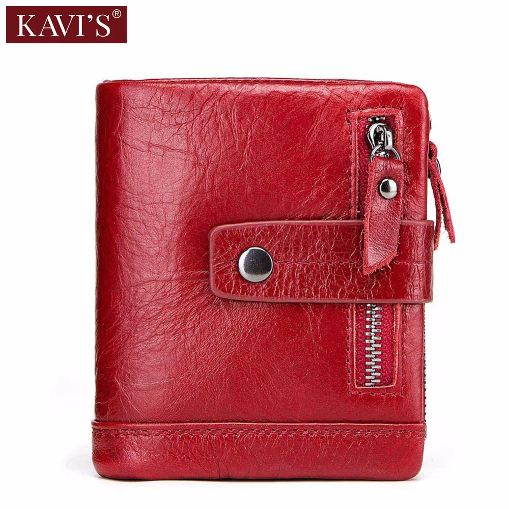 

KAVIS 2019 New Women Coin Purse Small Wallet Female Walet Portomonee Clamp for Money Bag Lady Zipper and Wallet Genuine Leather