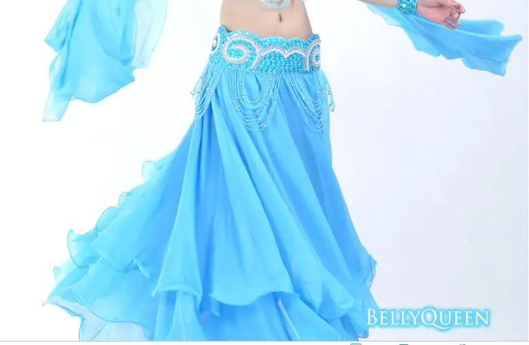 Выступления Восточный танец живота юбки 3 слоев шифона belly dance юбка костюм обучение платье или производительности