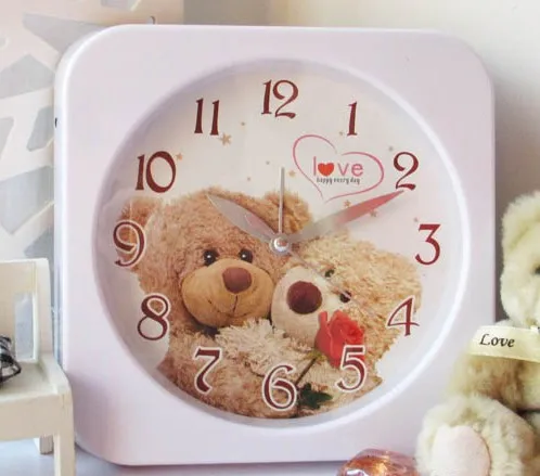 Короткий дизайн красивый медвежонок из мультфильма стол бесшумные часы-будильник бесшумные настольные часы для детей подарки на день рождения