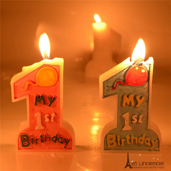 My 1st Birthday Candles Pink and Blue - Front  2