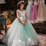 Surferfish/Детское платье длинная праздничная одежда для свадьбы торжественное платье костюм принцессы из тюля кружевное платье с блестками и