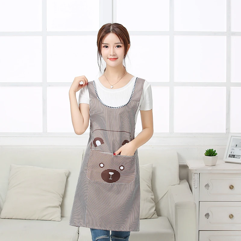 

Kitchen ApronCartoon Bear Printed Cooking Aprons with Pocket for Dining Room Barbecue Restaurant 9C