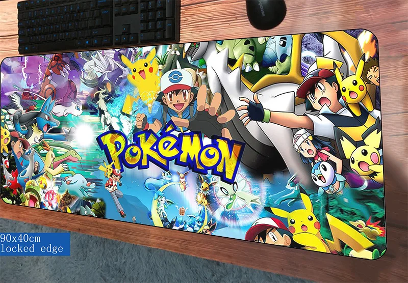 Цена Pokemons коврик для мыши большой коврик для мыши notbook компьютерный коврик для мыши закрытая кромка игровой padmouse геймер для ноутбука клавиатура ...