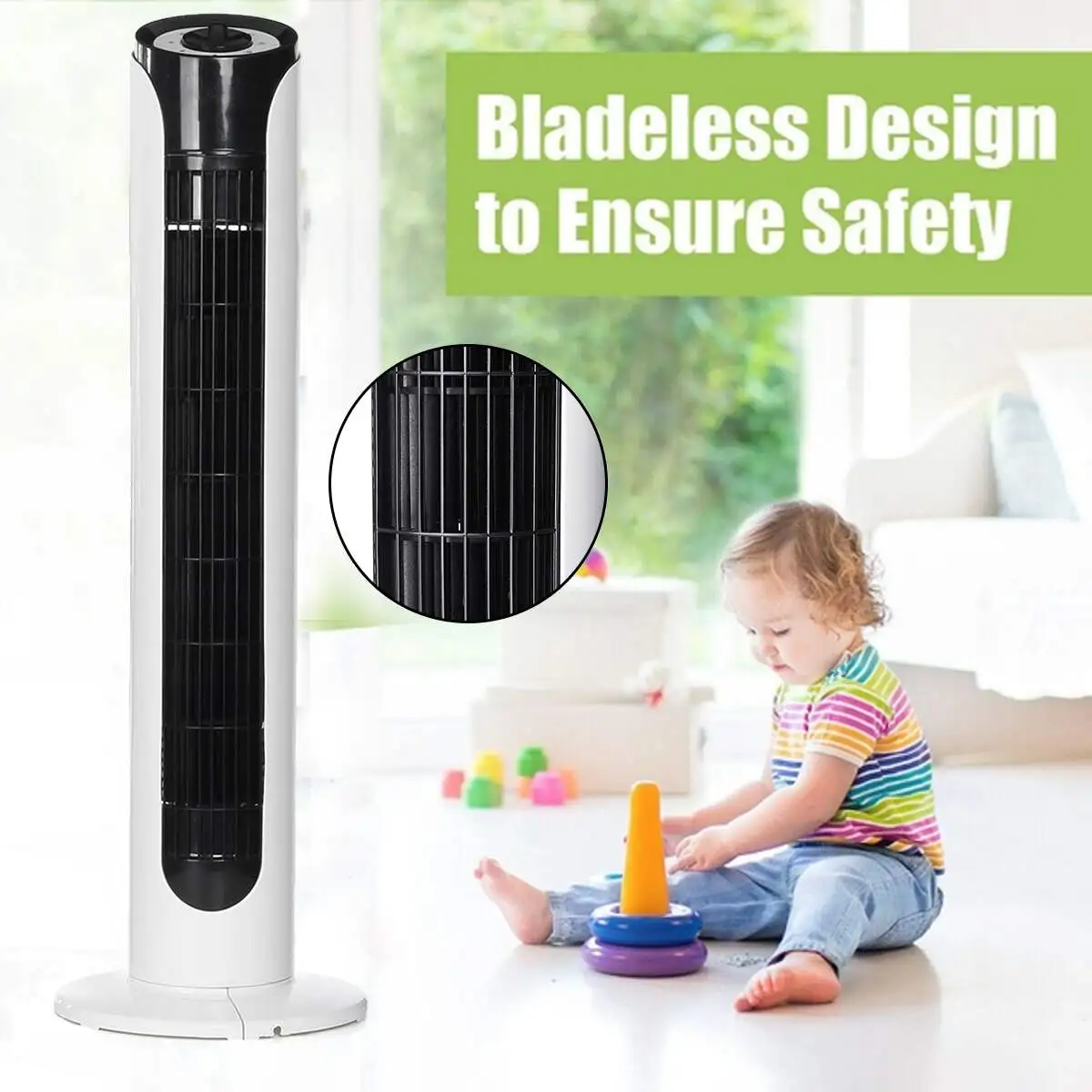 

Air Conditioner Fan 80cm Bladeless Electric Air Cooler Cooling Living room BedroomHousehold Air Cooling Fan New Arrival 2019