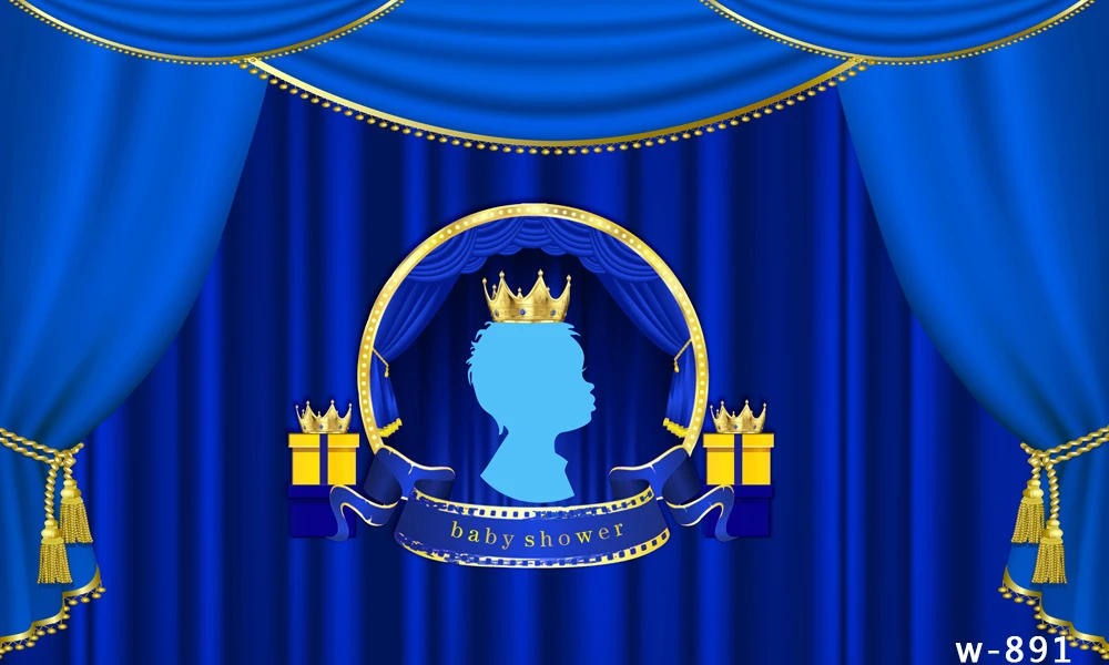 Фон для фотосъемки с днем рождения, голубой и золотой короной, для маленьких мальчиков, королевского принца, дня рождения, детский Фотофон, декор для десертного стола - Цвет: Светло-голубой