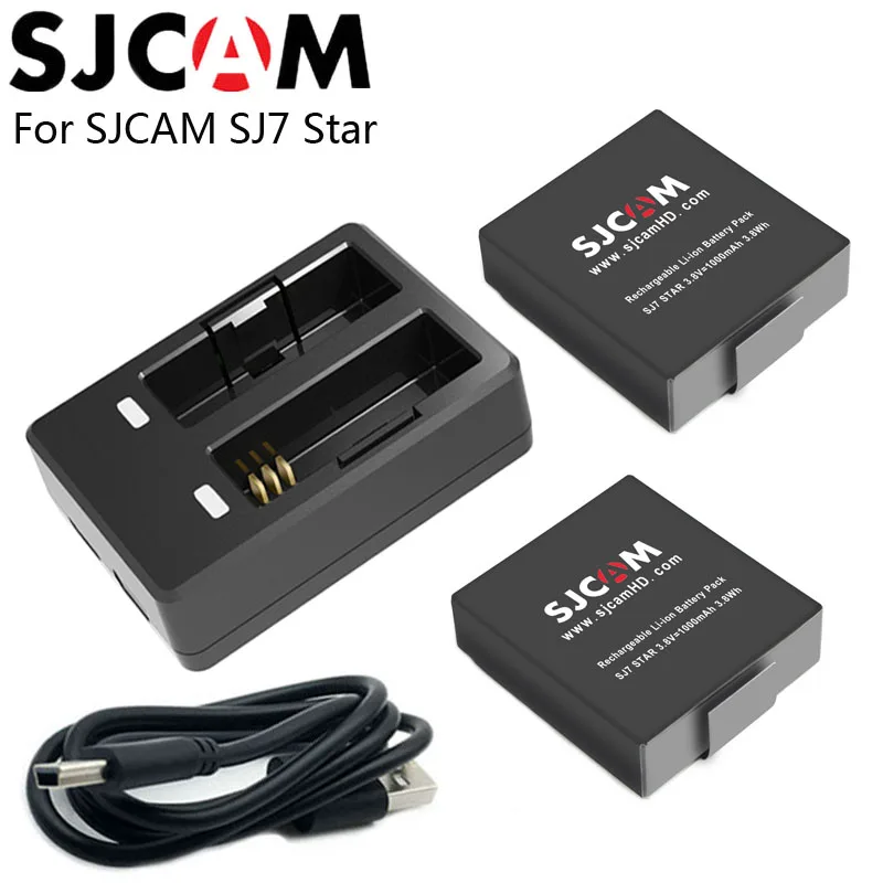 SJCAM SJ7 Star 2 шт SJCAM батареи 1000 мАч литий-ионный аккумулятор+ двойное зарядное устройство для SJ Cam SJ7 Спортивная экшн DV камера