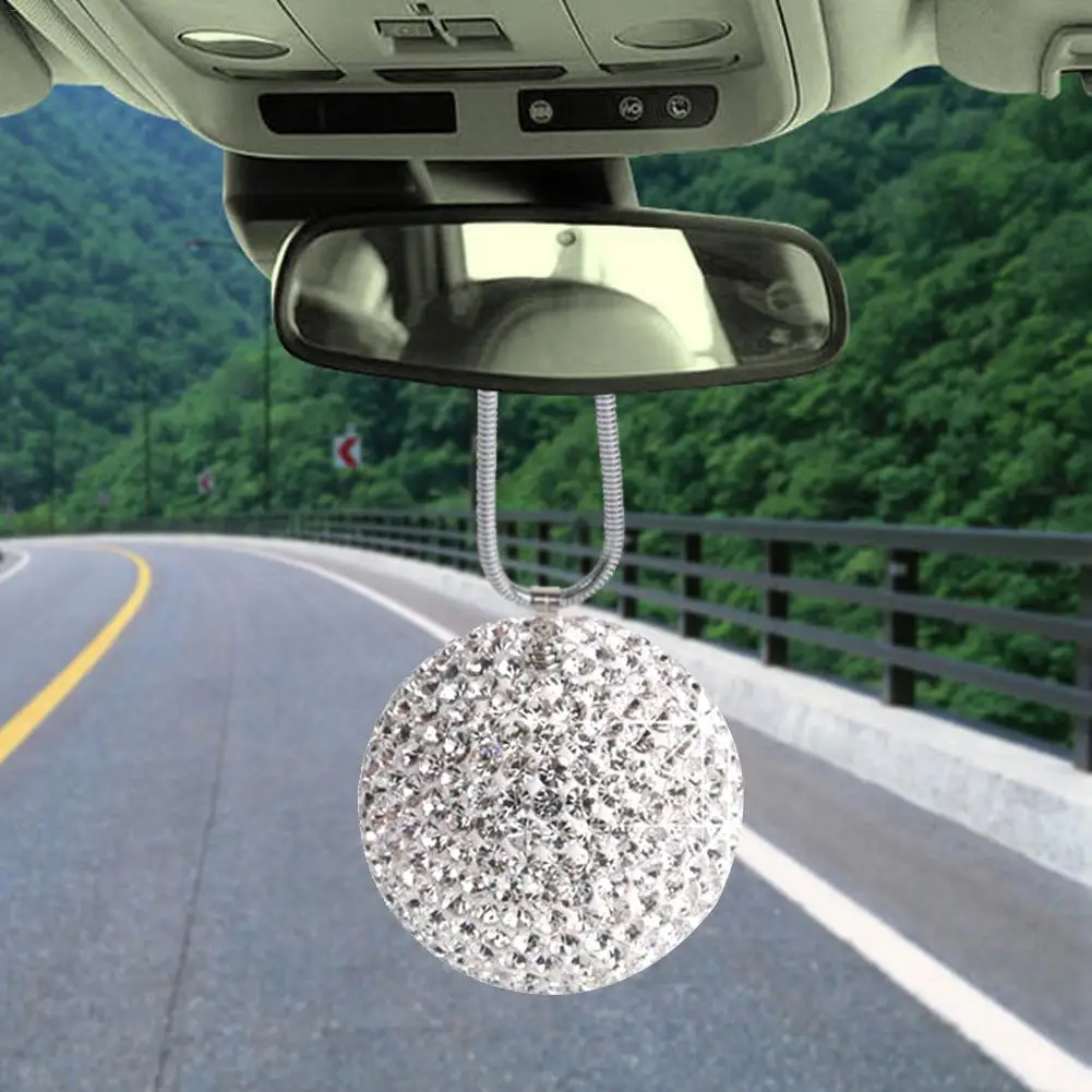 Автомобильный Декор кристалл шар Авто аксессуары для интерьера зеркало заднего вида Подвеска со стразами висящий орнамент Прямая