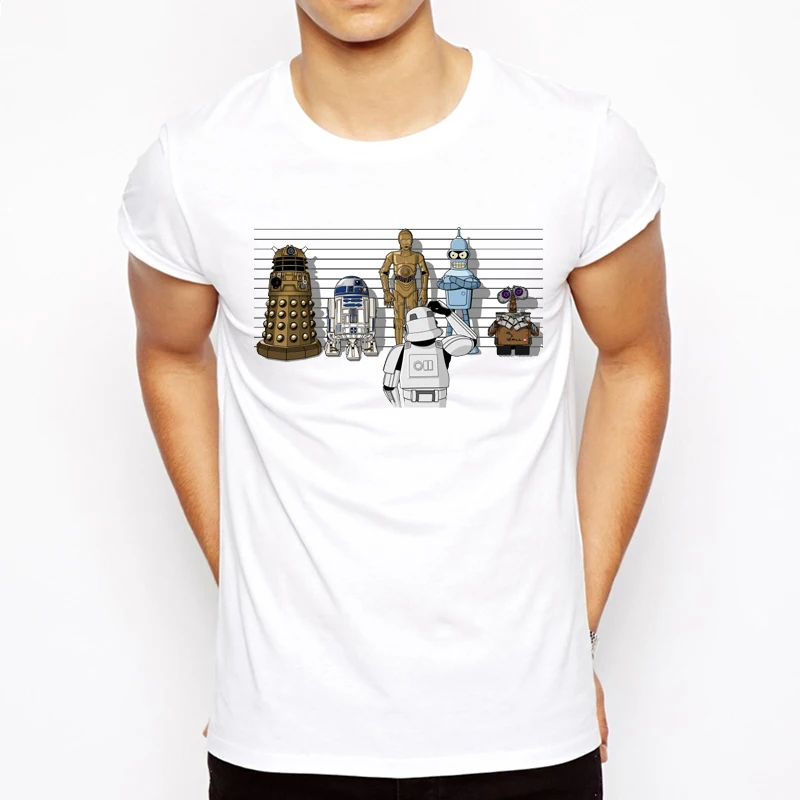 

Creative droids Printed Star War T-Shirt robot shirt Boy Novelty Men's sleeve T shirt Tops Fashion Tees