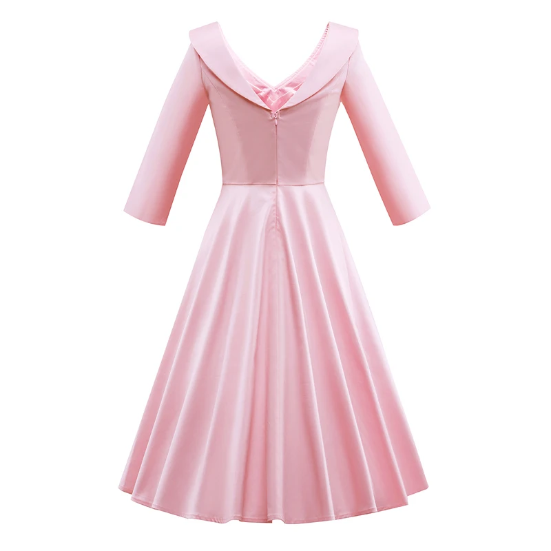 Kostlish 2017 Retro Hepburn 50s Women Dress 34 Sleeve A-Line Vintage Dress Elegant Big Swing Rockabilly Party Dresses Plus Size (6)