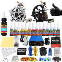 Solong Tattoo Полный комплект татуировки 2 Пулемет Начинающий набор татуировки 14 чернил игла Захваты ноги лепесток Электропитание TK203-13