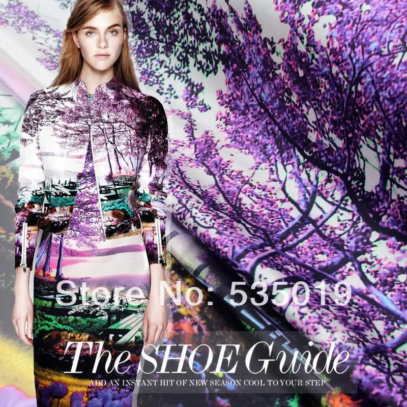 

New Purple Digital Painting Brand Positioning Stretch Satin Silk Fabric Cloth Mulberry Silk Clearance Sale Wholesale Retail