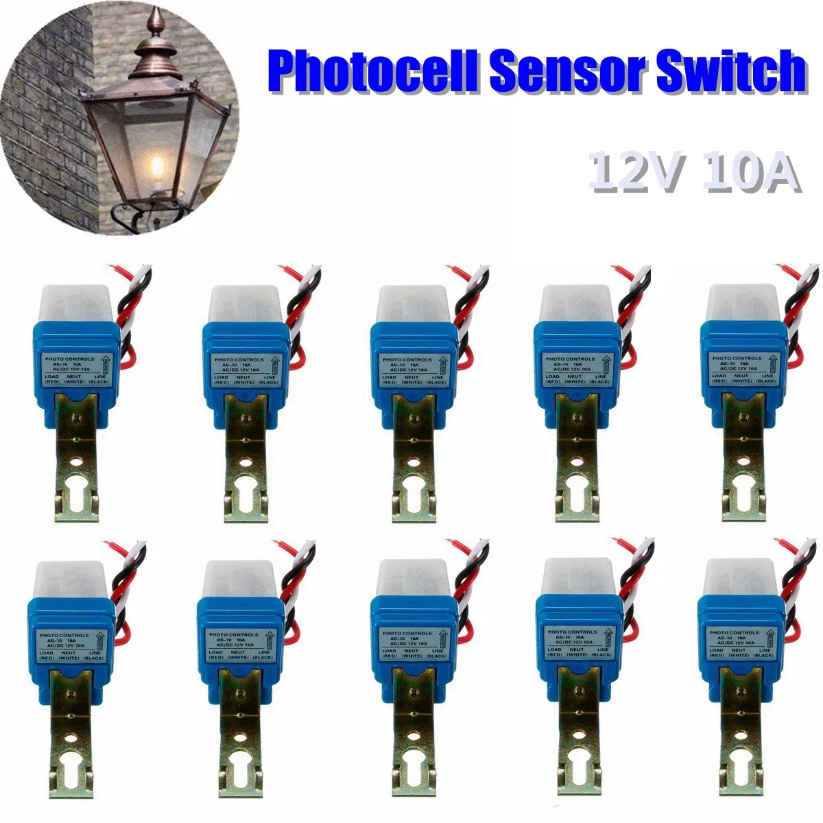 

10 pcs Automatic Auto On Off Photocell street Light Switch DC AC 12V 10A Photo Control Photoswitch Sensor Switch
