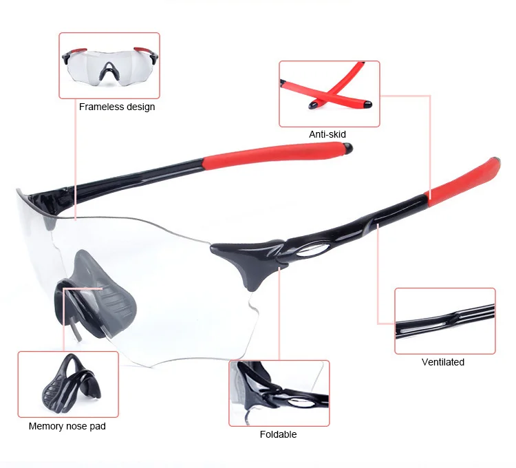 Photochromic Bicycle Glasses Cycling Sun Glasses Ultralight 20g Road Bike MTB Eyewear Outdoor Sports UV400 Riding Goggles