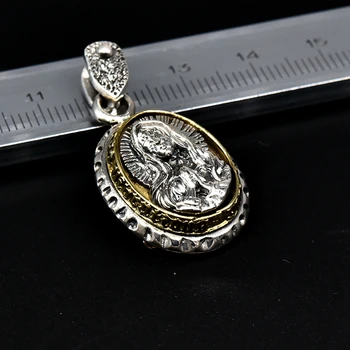

Thailand imported Virgin Mary portrait retro 925 sterling silver oval pendant free shipping
