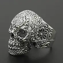 LINSION, однотонное 925 пробы Серебряное кольцо с черепом, мужские байкерские кольца в стиле рок, панк, 8V001, американские размеры 7,5-15