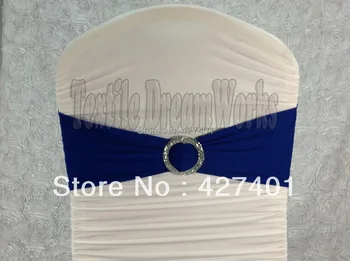 

Blue Spandex Bands / Lycra Band /Chair Covers Sash With Crystal Round Buckle For Wedding & Banquet