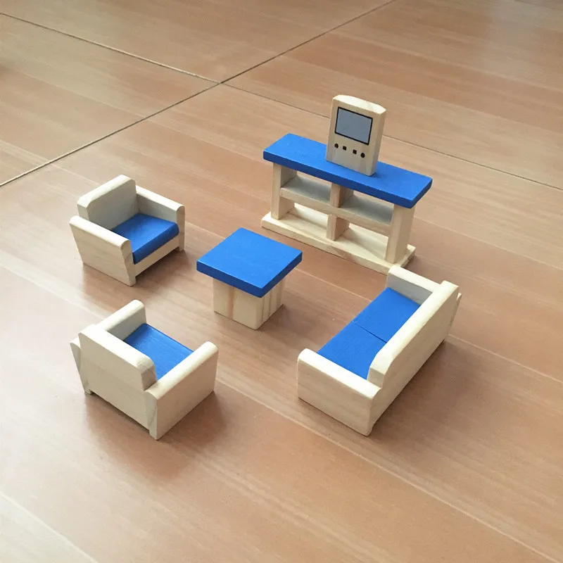 الأثاث الخشبي لعب مجموعات ل بيت الدمية مصغرة الأثاث مسرحية لعبة أطفال الأطفال التعليمية الفتيات الهدايا