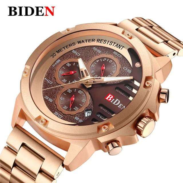 

BIDEN Mens Watches Top Brand Luxury Quartz Gold Watch Men Casual Military Waterproof Sport Wristwatch Relogio Masculino