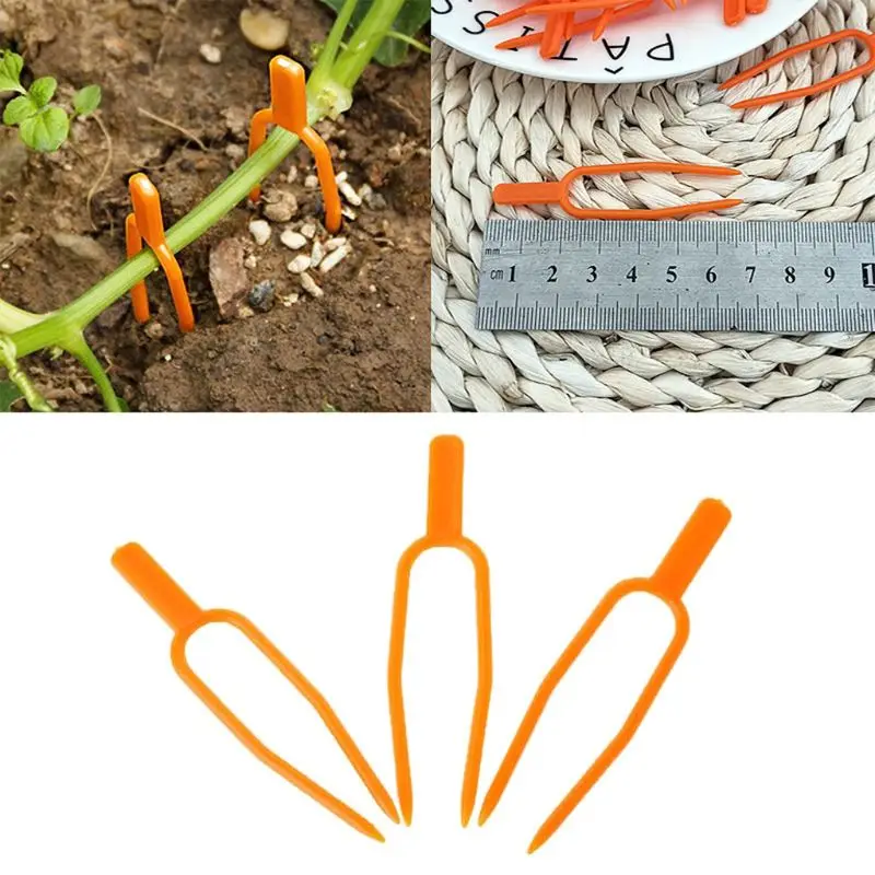 

50Pcs Plastic Garden Plant Support Fix Clips Fork Ground Vine Fixed Vegetables Flowers Fruit Tied Bundle Branch Clamping Tools