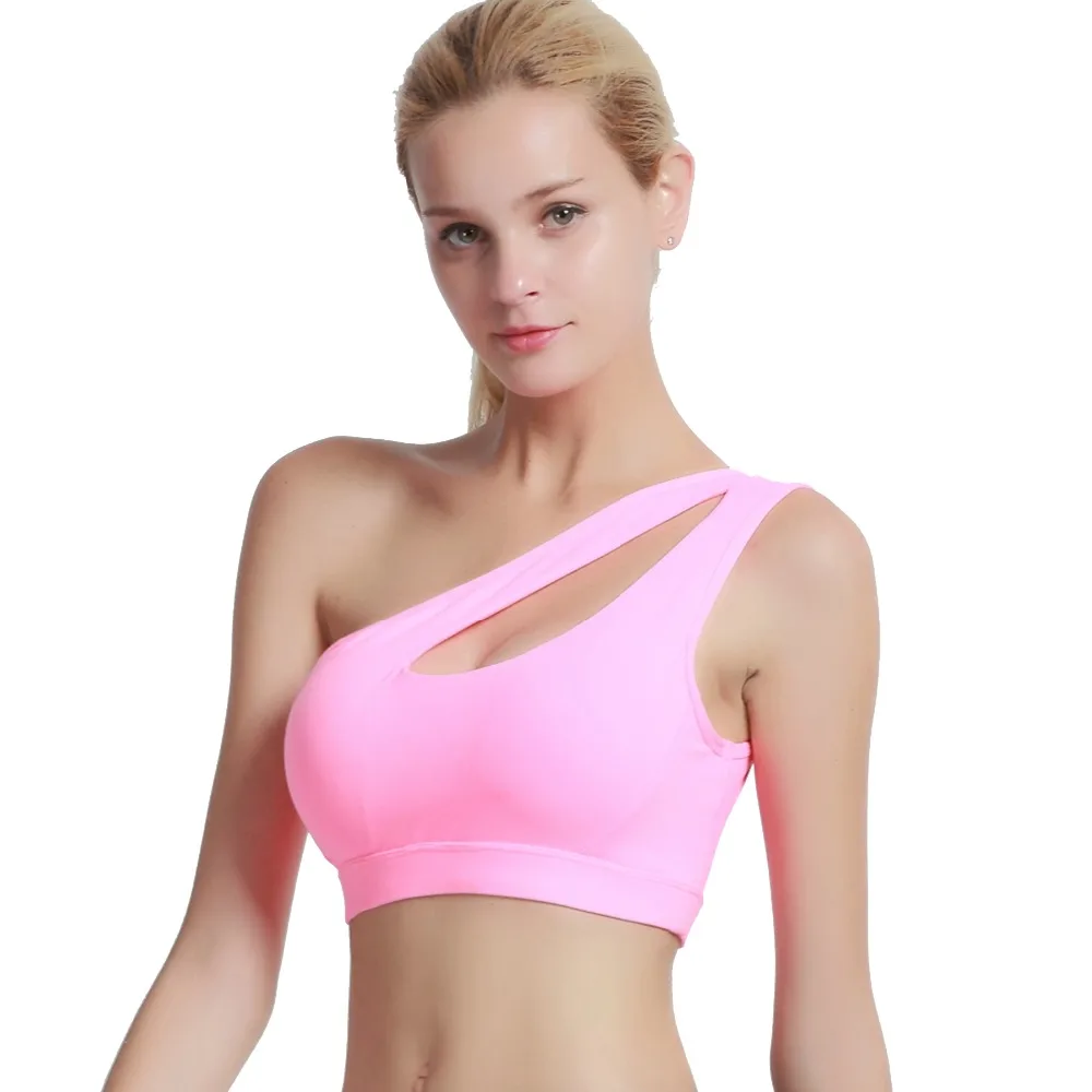Zhangyunuo Women Sports Bra Fitness High Impact Personality Sports Top Oblique Shoulder Women Sport Gym Bra Top Workout Bra