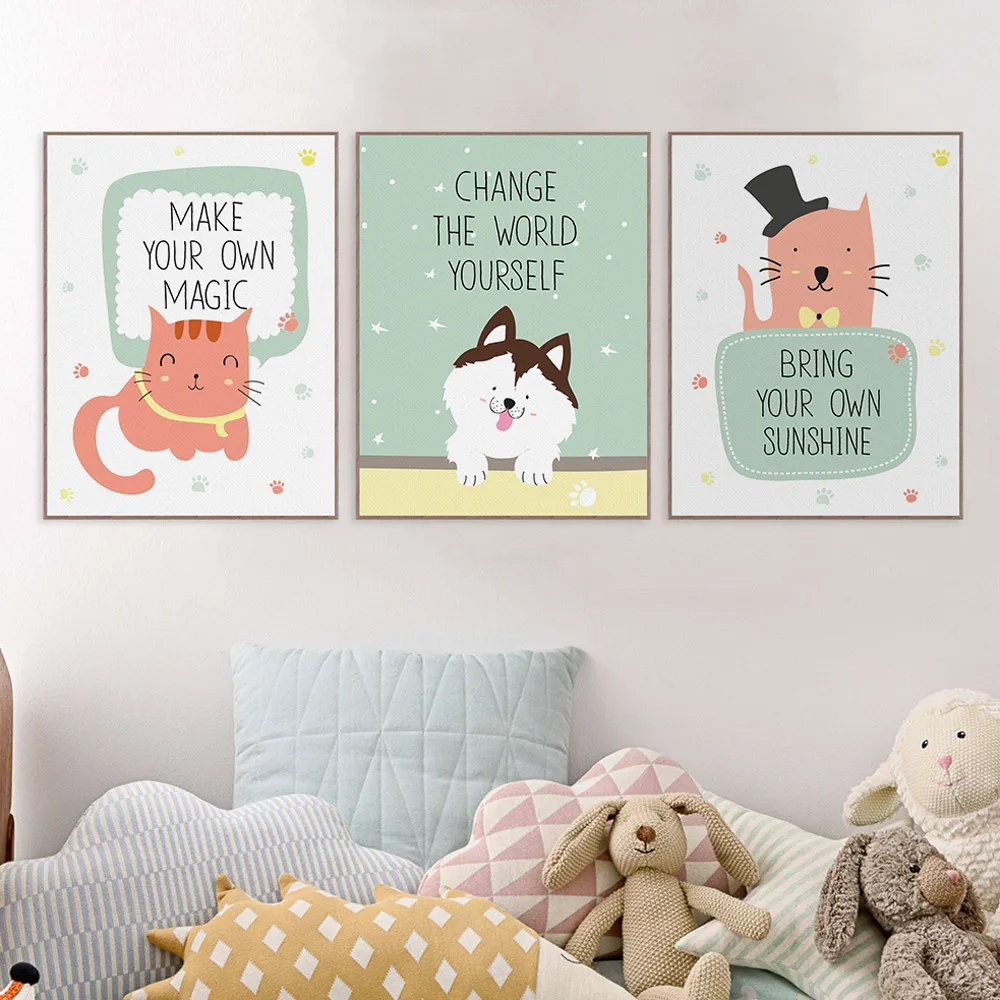 Pare S On Baby Nursery Pictures Ping Low Kawaii Animals Pet Cat Lion Es Canvas Art Print Poster Nursery Wall Picture Kids Baby Room