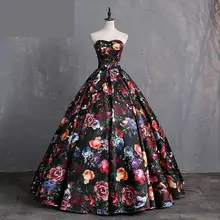 Тканевый шар с принтом платье маскарадное платье для сладкого 16 возлюбленная с длинной шеей платье-принцесса для выпускного вечера дешевые платья для Бальные платья