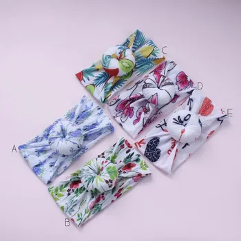 

10pcs/lot Print Floral Nylon Baby Headbands Round Knot Nylon Headwraps Spring Hair Band For Baby Girls