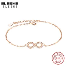 ELESHE, высокое качество, CZ, бесконечность, розовое золото, цвет, браслет на цепочке и браслет, ювелирные изделия для женщин