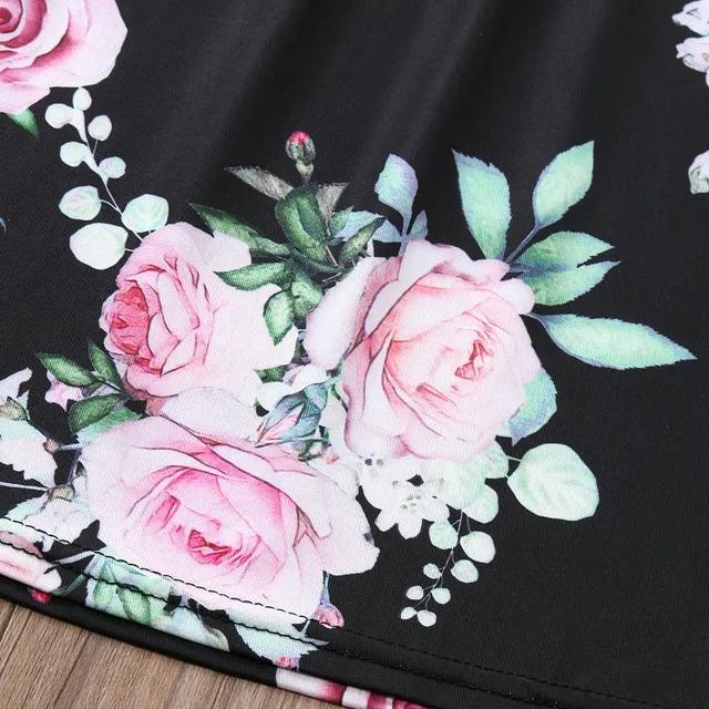 Sweet Children Girls Clothes Mommy Me Children Girls Floral Print Off Shoulder Dress+Belt Set Family Clothes Girls Dress
