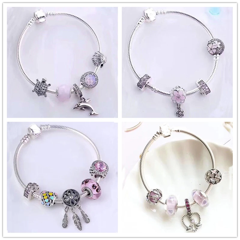 

100% Authentic 925 Sterling Silver Snake Bracelet Beads Chain For Valentine's Day Original Bracelet For Women Jewelry Gift