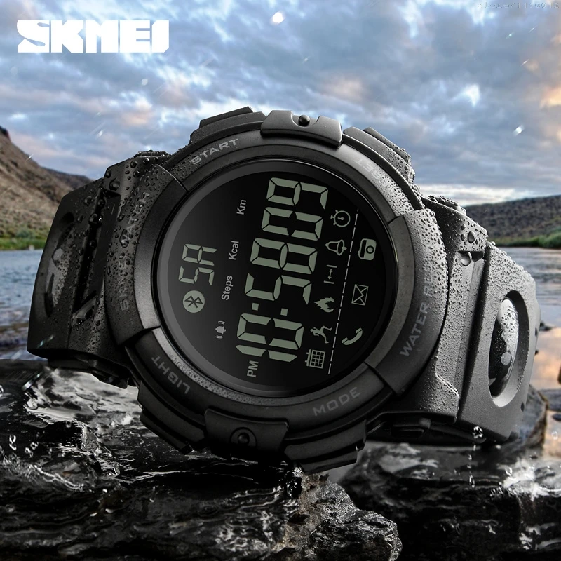 

2019 New SFMEI Bluetooth Smart Watch Fashion Outdoor Pedometer Calories Remote Sports Watches 50M Waterproof Digital Wristwatche