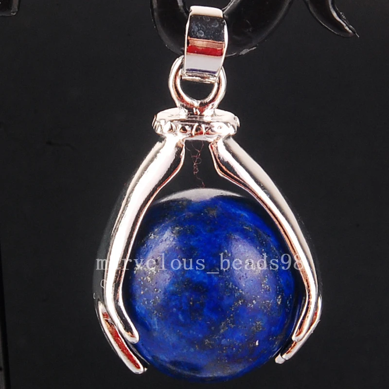 

Free Shipping 28x50mm Fashion Jewelry Zinc Alloy Natuarl Lapis Lazuli Hand Round Men Women Pendant Necklace 1pcs MC4097