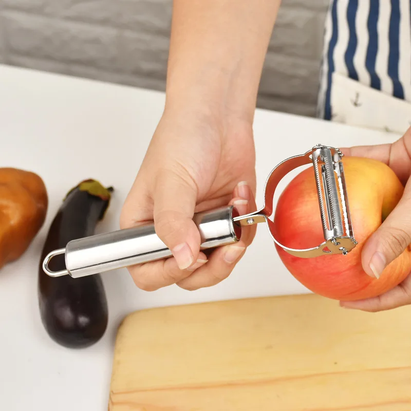 Нож для пилинга из нержавеющей стали многофункциональный станок для смайликов фруктовая и овощная дыня для Картофелечистки с двойной головкой