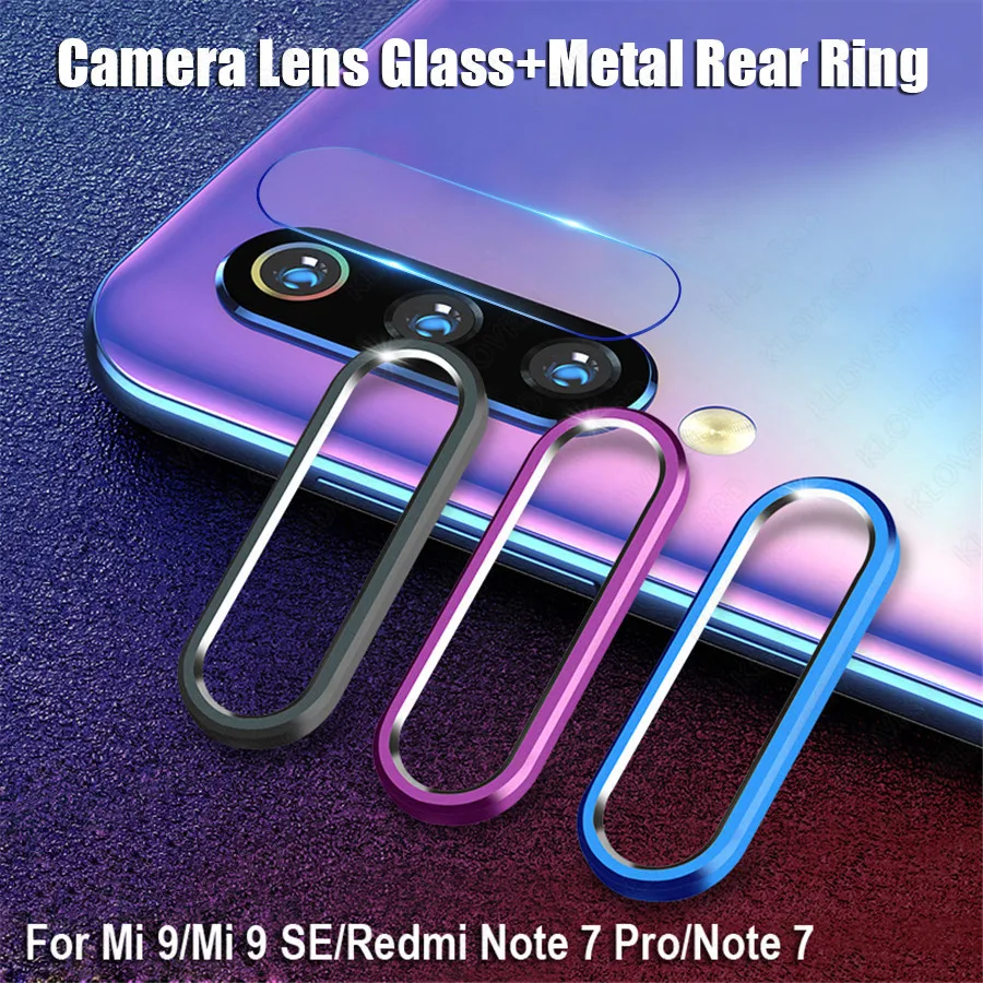 

For Xiaomi Mi 9 9 SE Metal Rear Lens Protective Ring+Tempered Glass Camera Lens Film for Redmi Note 7 7 Pro Screen Protector
