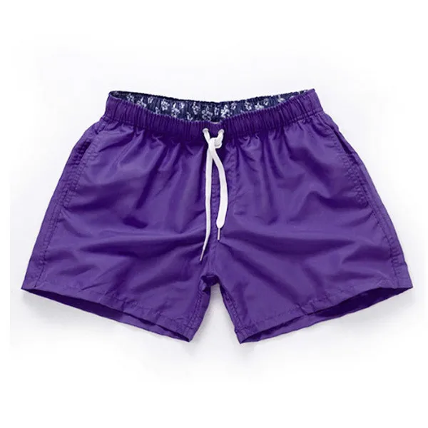 Быстросохнущие мужские шорты для плавания, летние пляжные шорты для серфинга, спортивные шорты, модные однотонные боксеры для отдыха с карманами, купальный костюм - Цвет: Фиолетовый