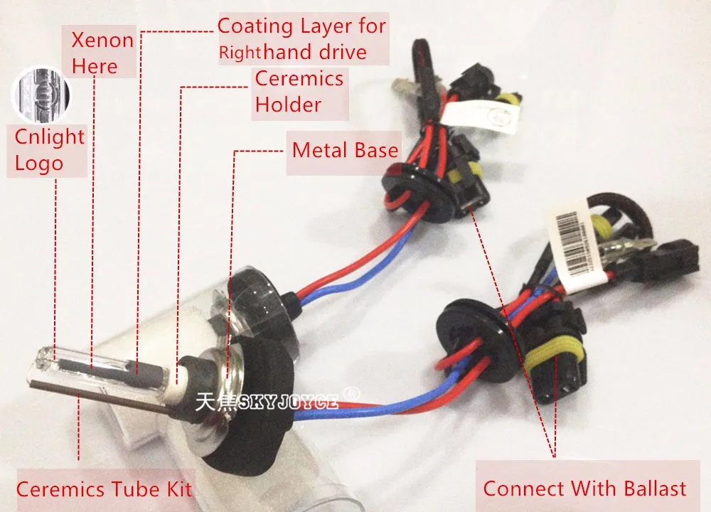 2XCnlight H7R hid xenon lamp bulb 35W metal base ceremics holder CNLIGHT H7R coating 4300K 5000K 6000K automobile styling light