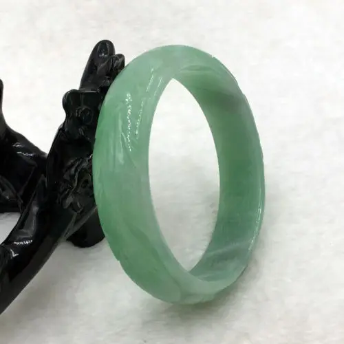 

2638 China Beautiful Hand-carved Green Jadeite Jade Gems Bracelet Bangle