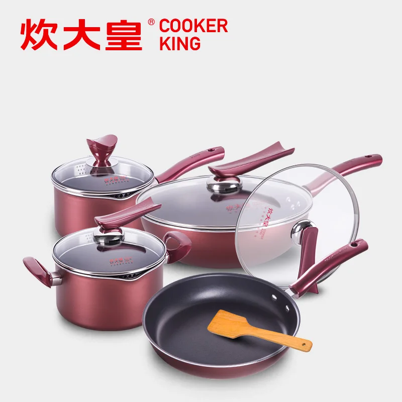 

4pcs/set of non-stick pan set cookware wok smokeless cookware set