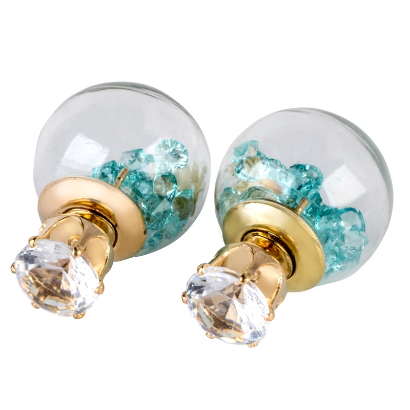 Hot Fashion Women Lady Elegant Flower Spherical Rhinestone Ear Stud Earrings