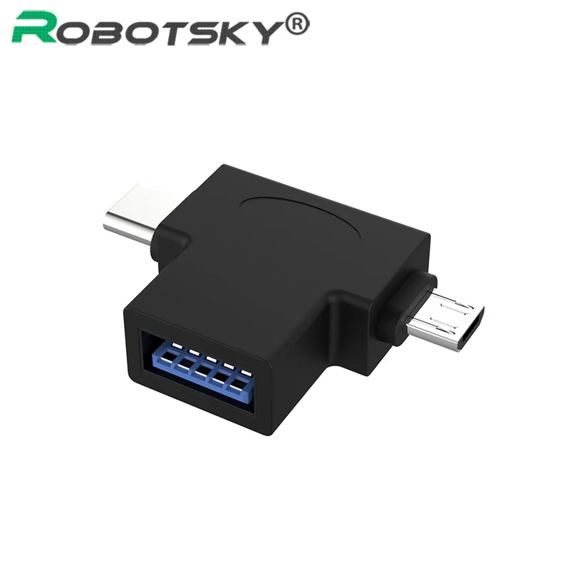 Robotsky OTG USB 3,0 type-C Mirco usb конвертер USB C Mrico usb мужчина к женскому USB3.0 для samsung huawei Letv Macbook Matebook