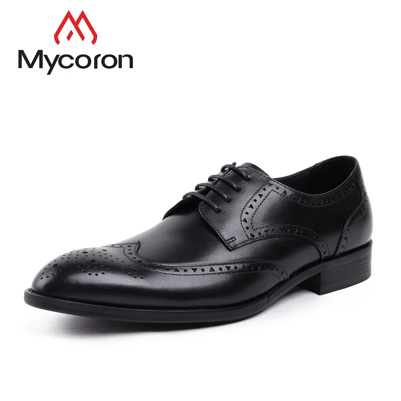 

MYCORON 2019 Luxury Designers Real Mens Formal Business Boots Men Breathable Dress Shoes Lace-Up Shoes Sapato Masculino