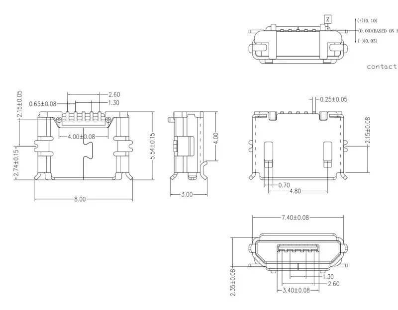 20 шт./лот, новинка, высокое качество, разъем Micro USB, гнездовой разъем, 5Pin MK5P SMT, Хвостовая зарядная розетка, печатная плата