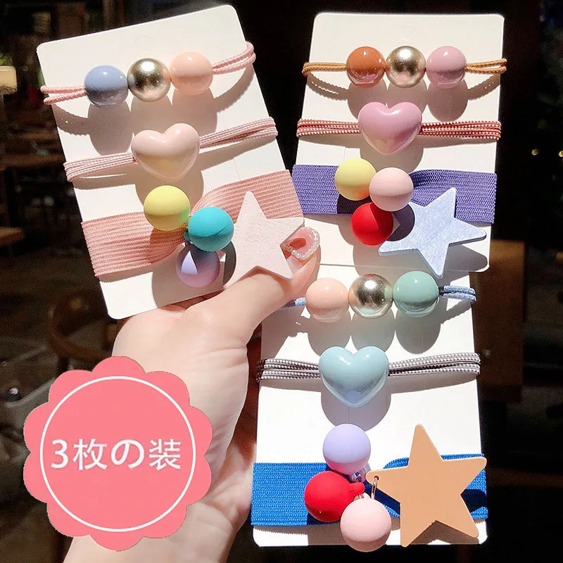 

3pcs one set girl hair ring net red cute head rope bracelet dual use Korean simple hair rope hair tie hair leather tendons