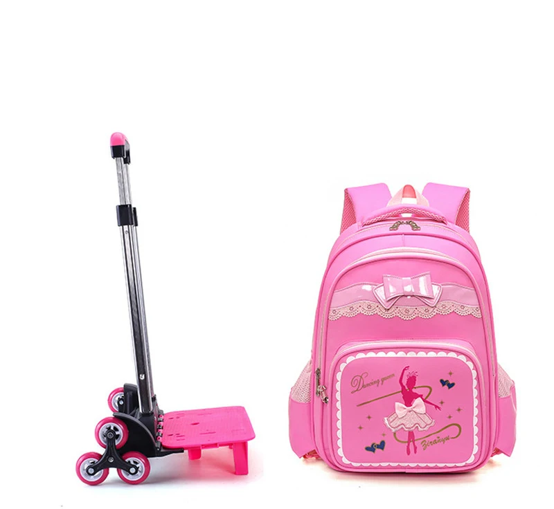 Водонепроницаемый рюкзак принцессы на 2/6 колесах съемная школьная сумка детские